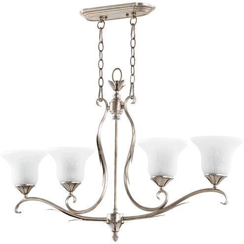 Flora 4 Light 38 inch Aged Silver Leaf Island Light Ceiling Light