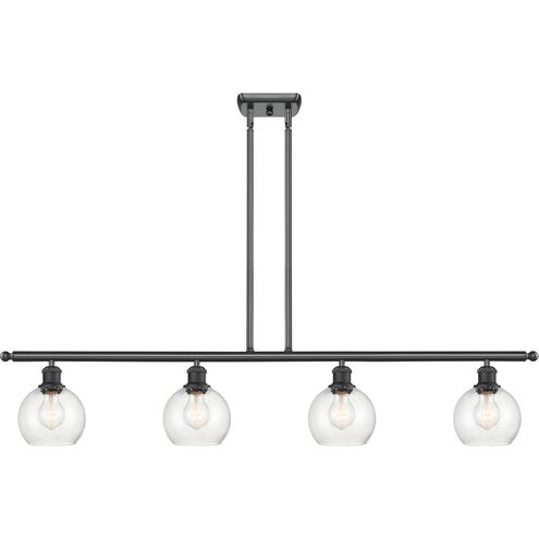 Ballston Athens 4 Light 48 inch Matte Black Island Light Ceiling Light in Seedy Glass