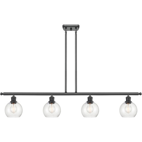 Ballston Athens 4 Light 48 inch Matte Black Island Light Ceiling Light in Seedy Glass