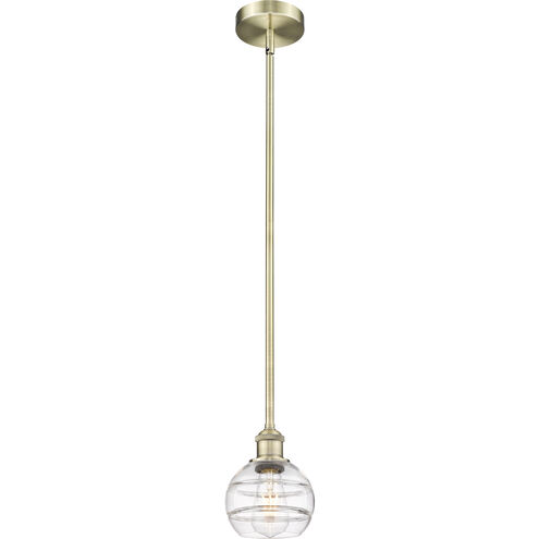 Edison Rochester 1 Light 5.88 inch Antique Brass Stem Hung Mini Pendant Ceiling Light