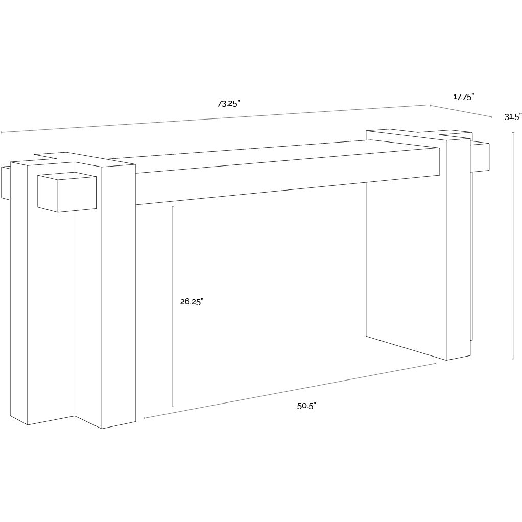 Minerva 73.25 X 17.75 inch Cream / Brown Console Table
