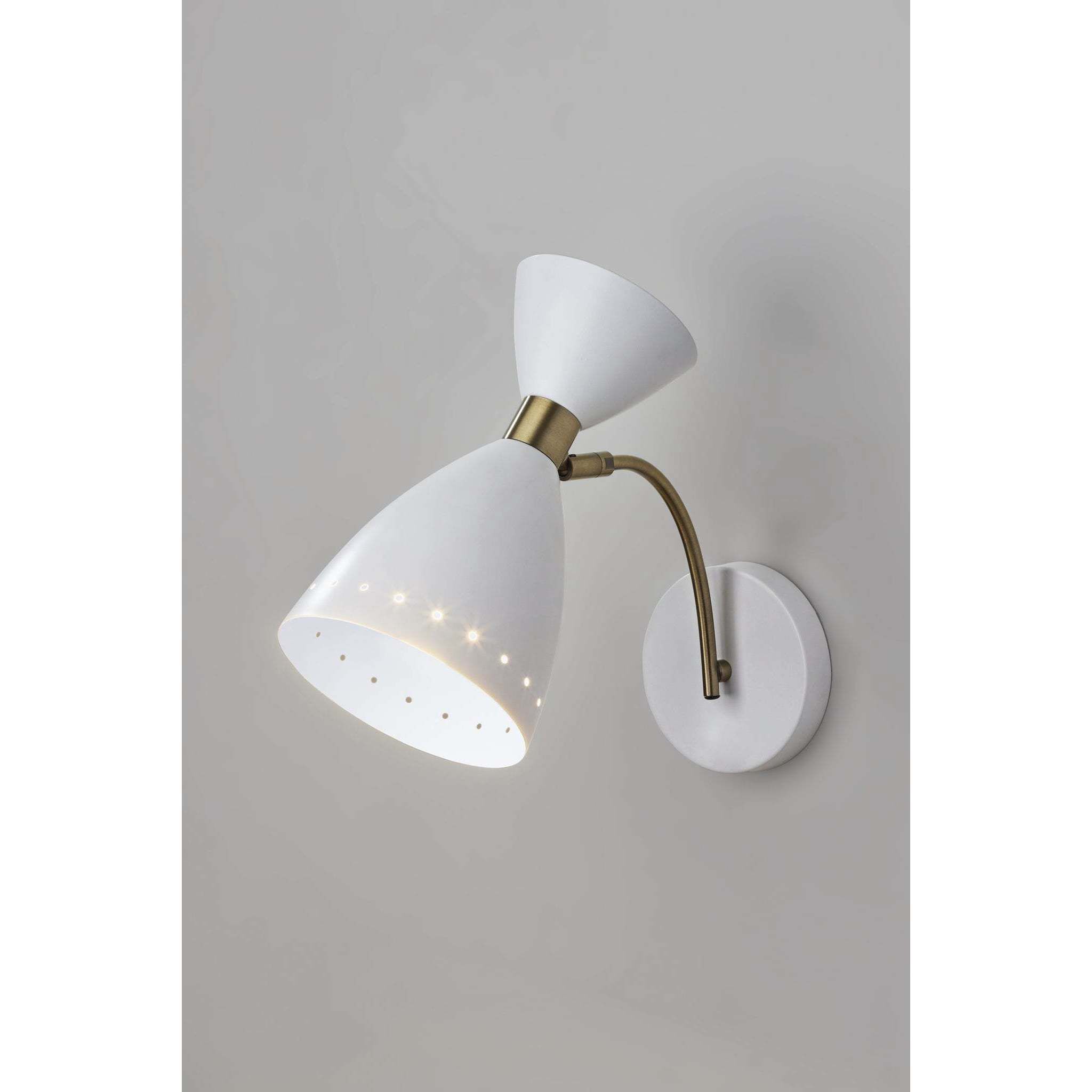 Oscar 6.25 inch White with Antique Brass Accents Wall Light