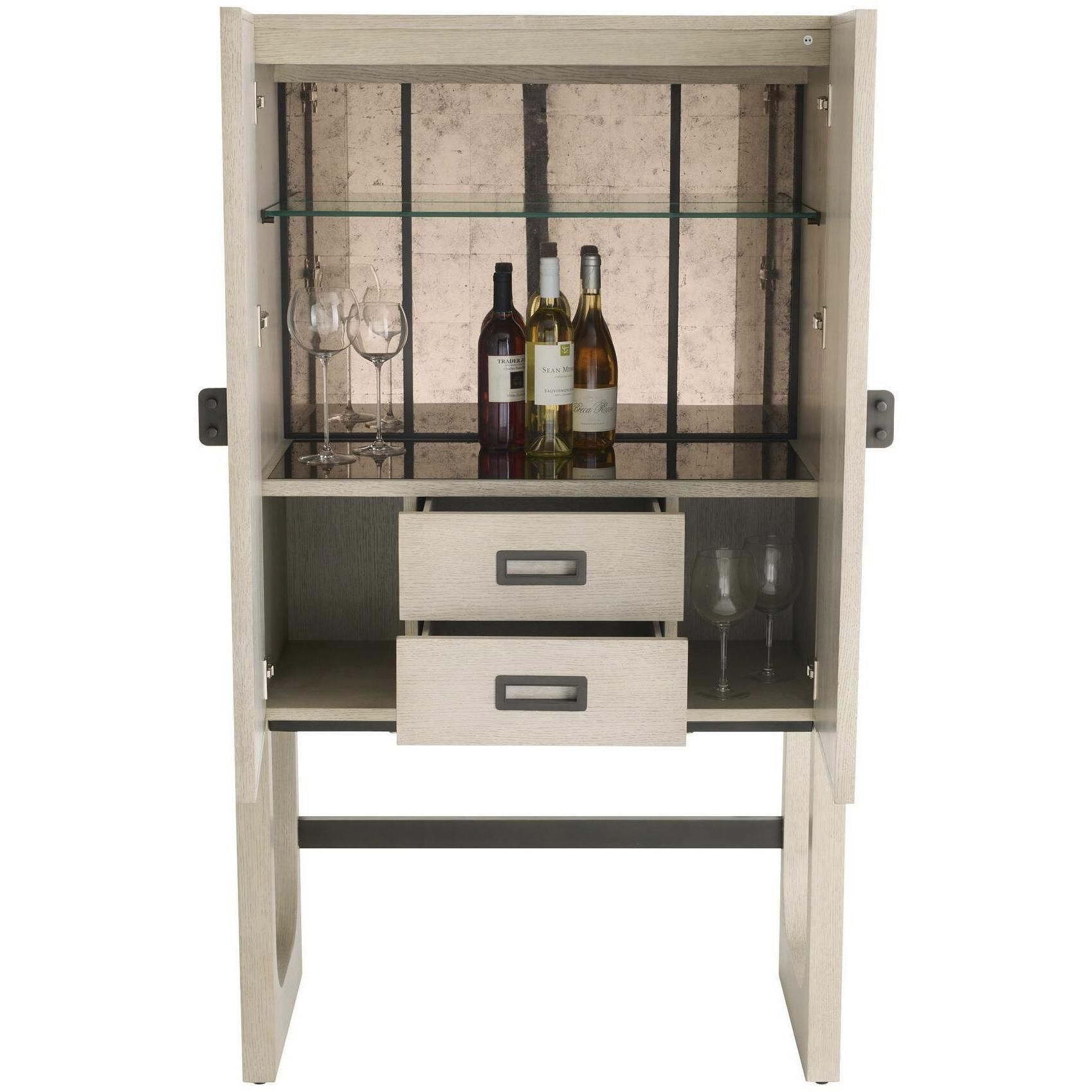 Jermaine Antiqued Amber and Smoke with Bronze Cocktail Cabinet