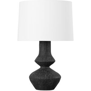 Ancram 27.5 inch 15.00 watt Vintage Gold Leaf and Ceramic Totem Black Table Lamp Portable Light