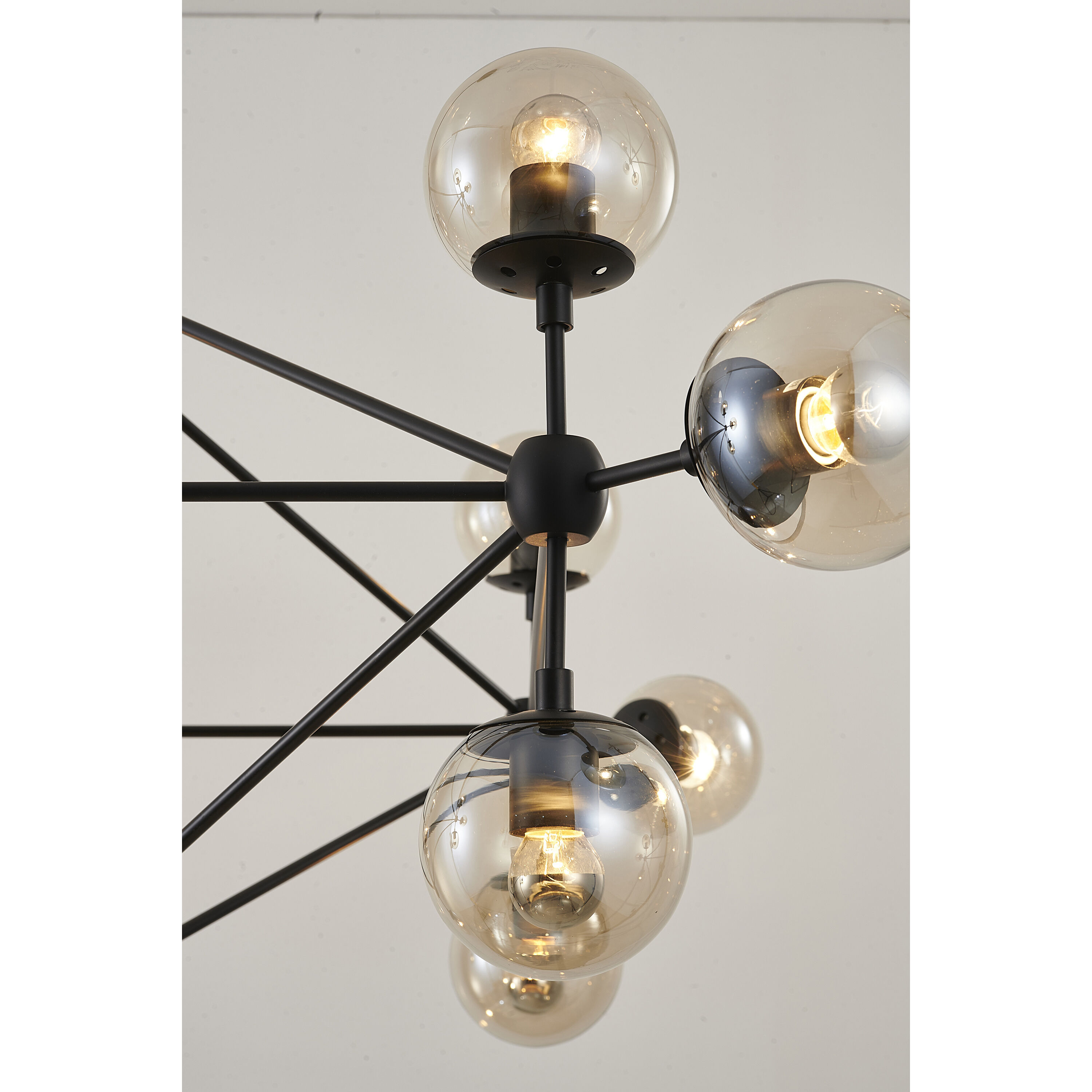 Canada 15 Light 51 inch Black Chandelier Ceiling Light, Geometric Sphere, Black Frame