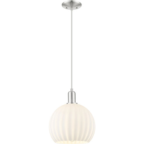 Arcadia White Venetian 1 Light 10 inch Brushed Satin Nickel Mini Pendant Ceiling Light