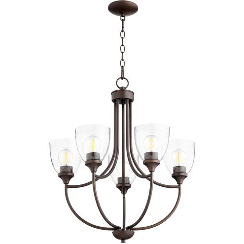Enclave 5 Light 24 inch Oiled Bronze Chandelier Ceiling Light in Clear Seeded