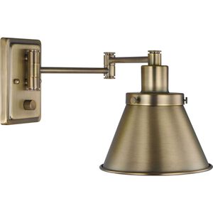 Hinton 12 inch 60.00 watt Vintage Brass Swing Arm Wall Light