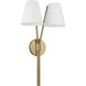 Cami 2 Light 12.5 inch Aged Brass and White Sconce Wall Light