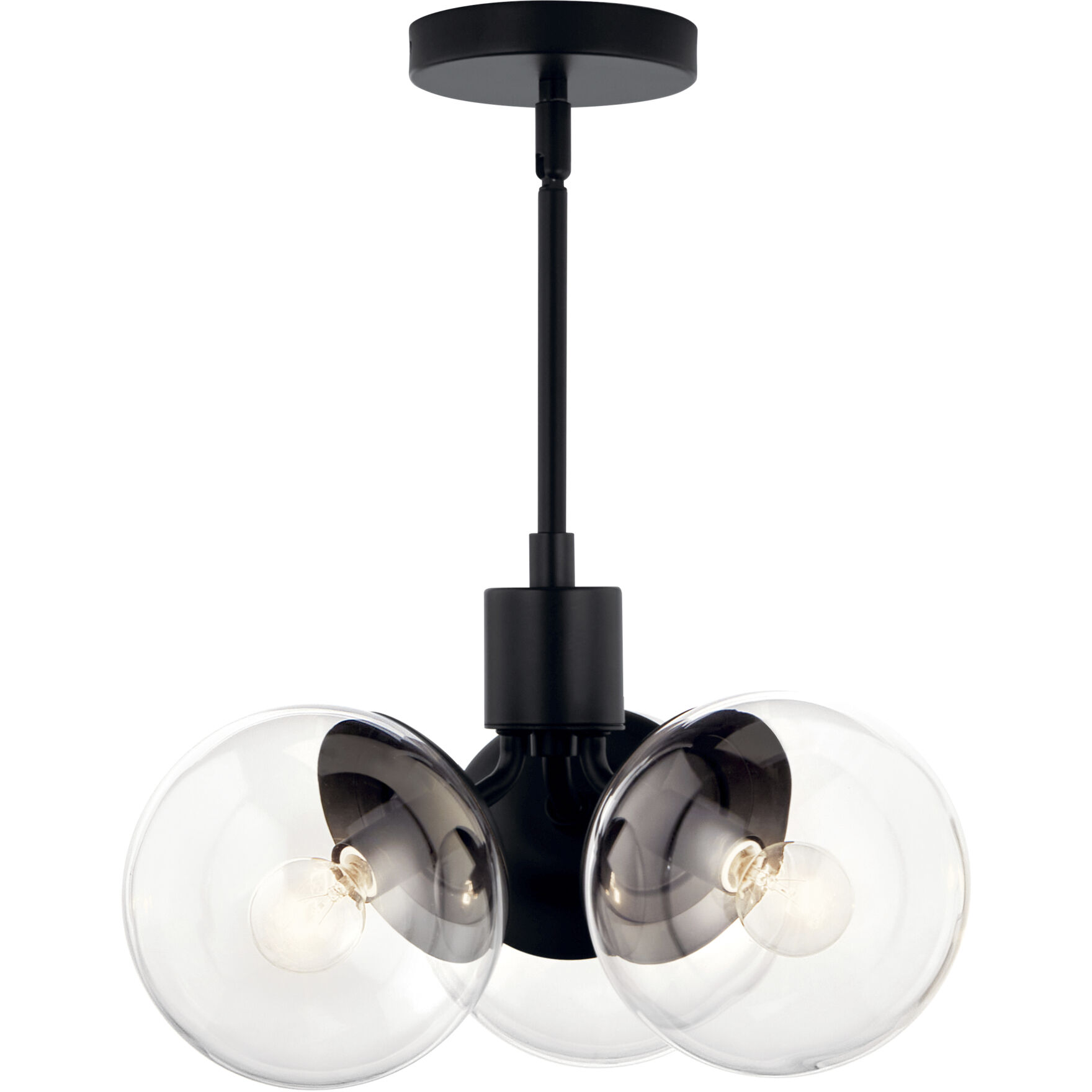 Silvarious 3 Light Black Chandelier/Semi Flush Ceiling Light