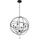 Solaris 6 Light 22.5 inch Black Chandelier Ceiling Light