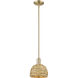 Arcadia Woven Rattan 1 Light 8 inch Champagne Bronze Mini Pendant Ceiling Light