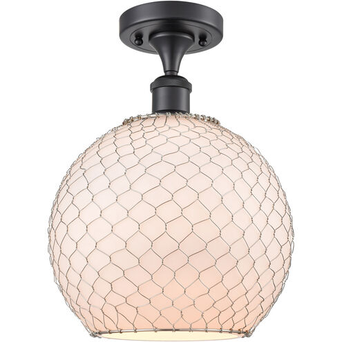 Ballston Large Farmhouse Chicken Wire LED 10 inch Matte Black Semi-Flush Mount Ceiling Light, Ballston