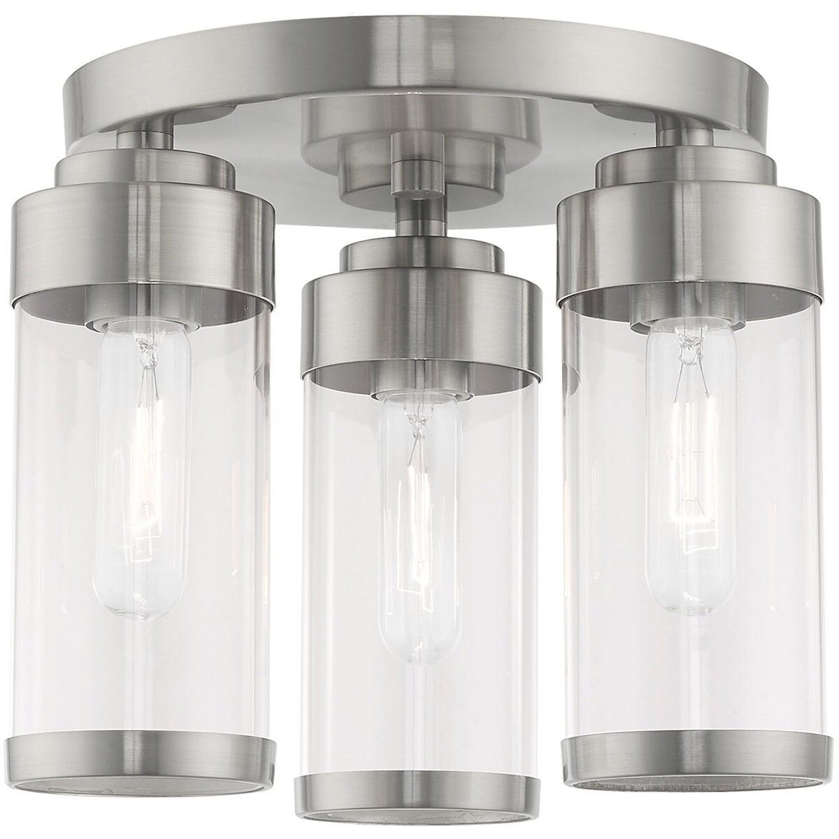 Hillcrest 3 Light 12 inch Brushed Nickel Semi-Flush Mount Ceiling Light