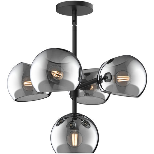 Alora Mood Willow 5 Light 18 inch Matte Black Chandelier Ceiling Light in Smoke Glass