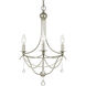 Metro 3 Light 15.5 inch Antique Silver Mini Chandelier Ceiling Light