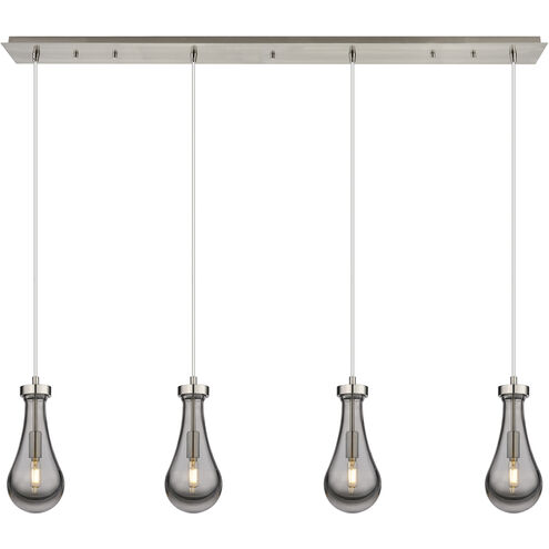 Owego 4 Light 48.88 inch Brushed Satin Nickel Linear Pendant Ceiling Light in Light Smoke Glass