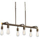 Swing 6 Light 34.5 inch Antique Bronze Linear Chandelier Ceiling Light