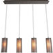 Downtown Mesh LED Graphite Linear Pendant Ceiling Light in Adjustable Cord, Frosted, 2700K LED, Multi-Port