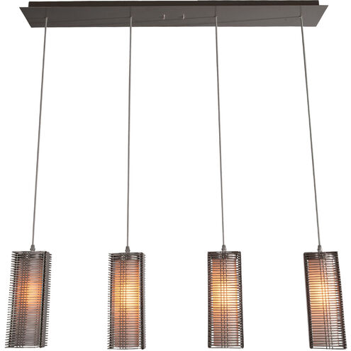 Downtown Mesh LED Graphite Linear Pendant Ceiling Light in Adjustable Cord, Frosted, 2700K LED, Multi-Port
