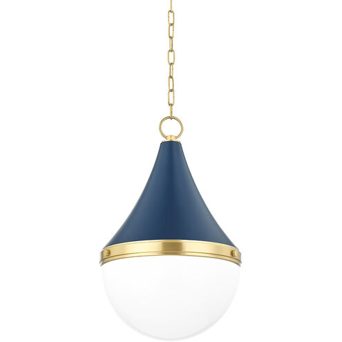 Ciara 1 Light 14.75 inch Aged Brass and Soft Navy Pendant Ceiling Light