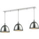 Mason 3 Light 55 inch Chrome Linear Chandelier Ceiling Light in Chrome Steel