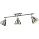 Yep Duncan 3 Light 35.38 inch Pewter Semi-Flush Mount Ceiling Light, Track Light