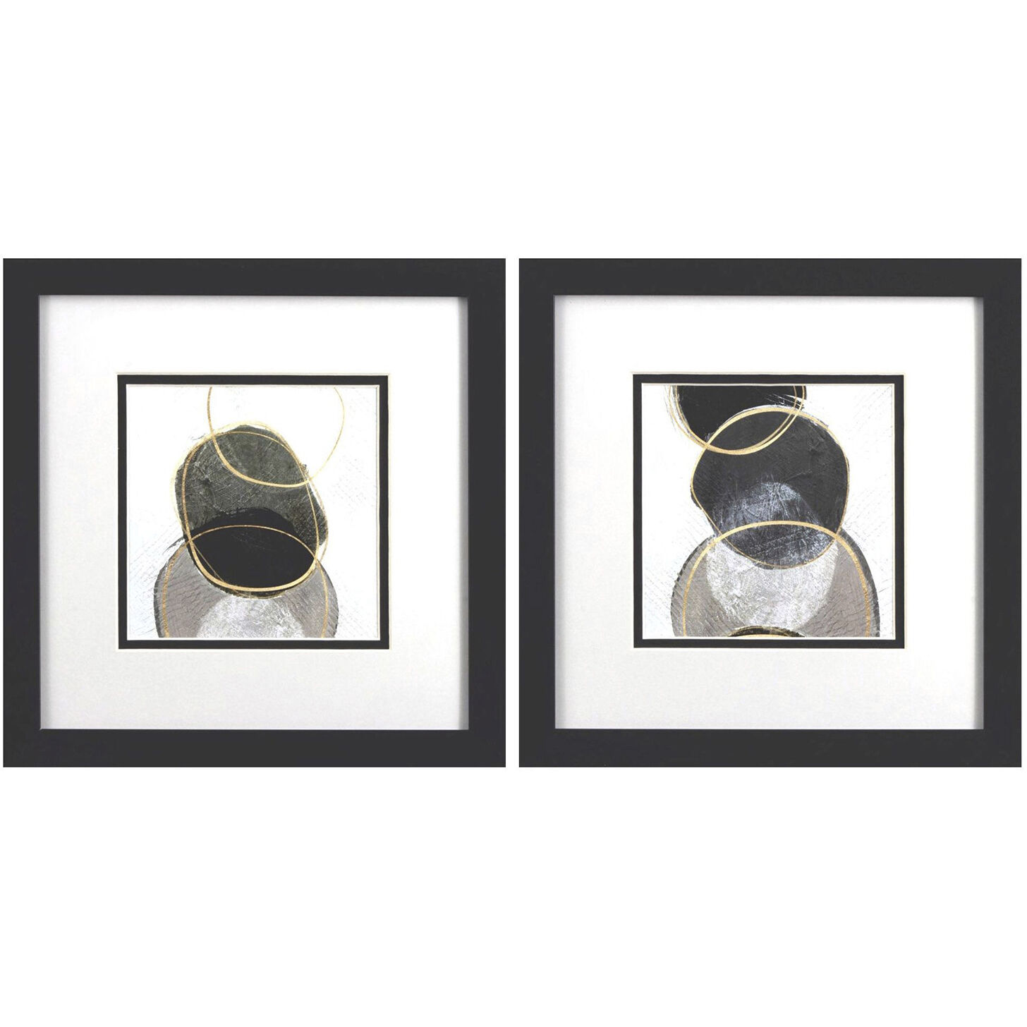 Abstract Black and White and Metallic and Green Framed Art, Propac