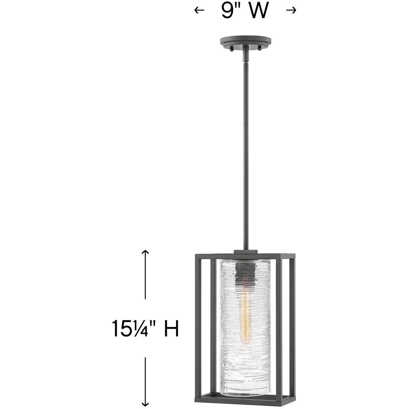 Pax 1 Light 9 inch Satin Black Outdoor Hanging Lantern