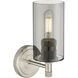 Downtown Urban Crown Point Armed Sconce Wall Light in Satin Nickel, Plated Smoke