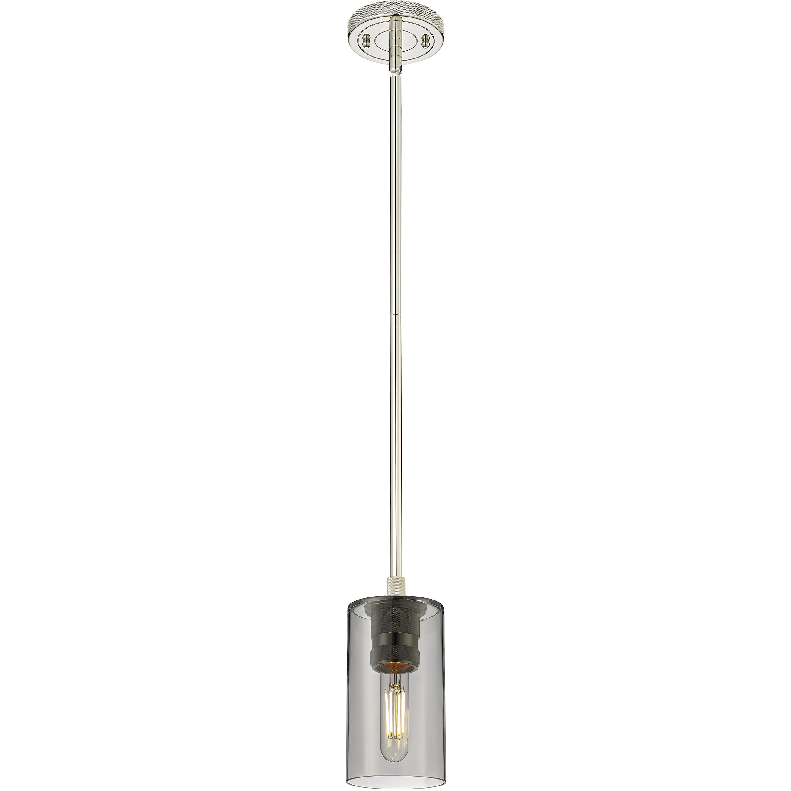 Downtown Urban Crown Point 1 Light 3.88 inch Polished Nickel Pendant Ceiling Light in Plated Smoke