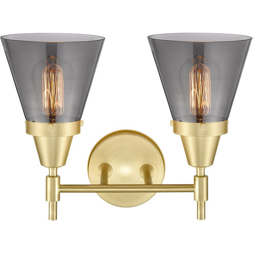 Caden LED 15 inch Satin Brass Bath Vanity Light Wall Light in Plated Smoke Glass