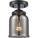 Nouveau Small Bell LED 5 inch Oil Rubbed Bronze Semi-Flush Mount Ceiling Light in Plated Smoke Glass, Nouveau