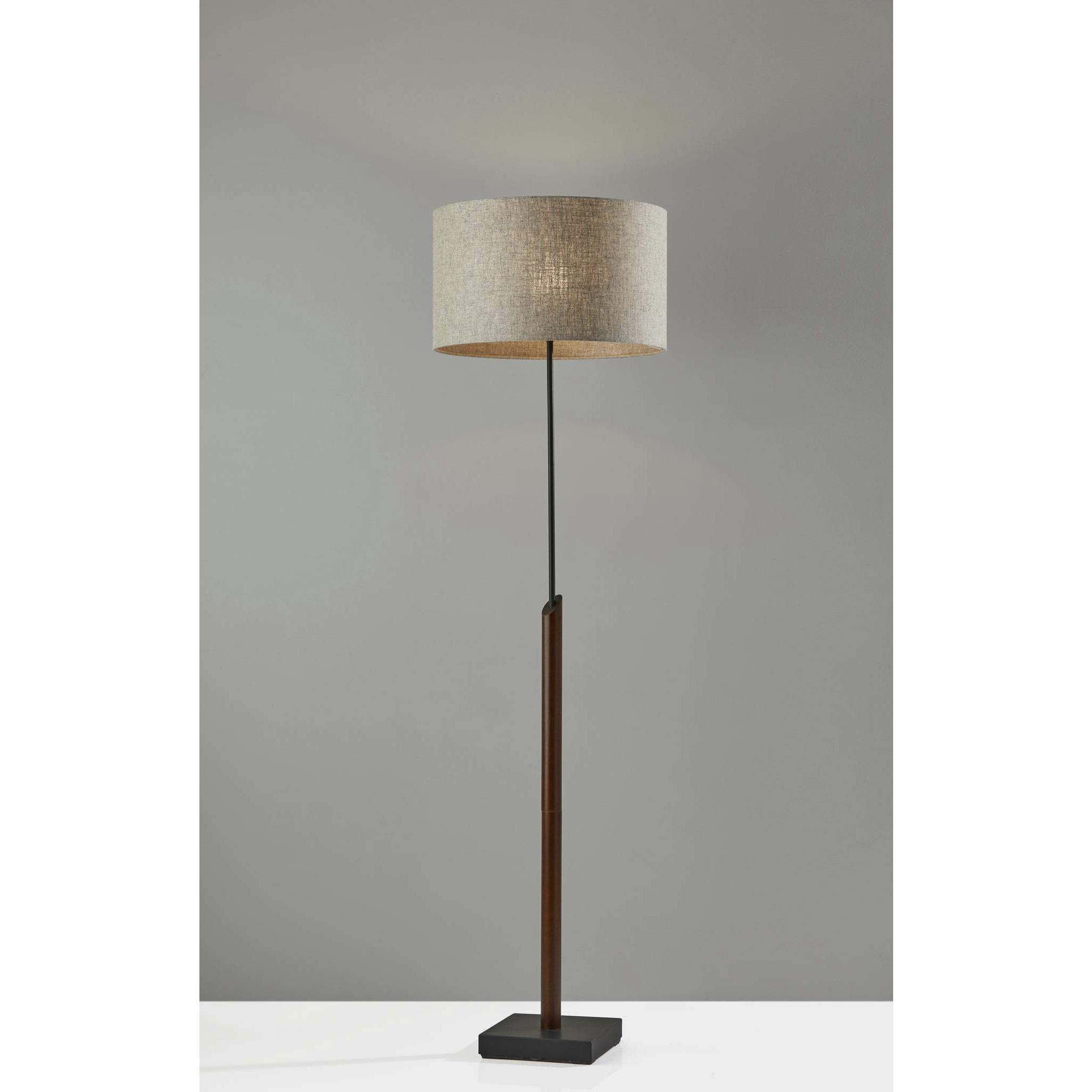 Ethan 63 inch 100.00 watt Black with Walnut Rubberwood Floor Lamp Portable Light