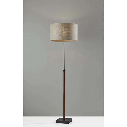 Ethan 63 inch 100.00 watt Black with Walnut Rubberwood Floor Lamp Portable Light