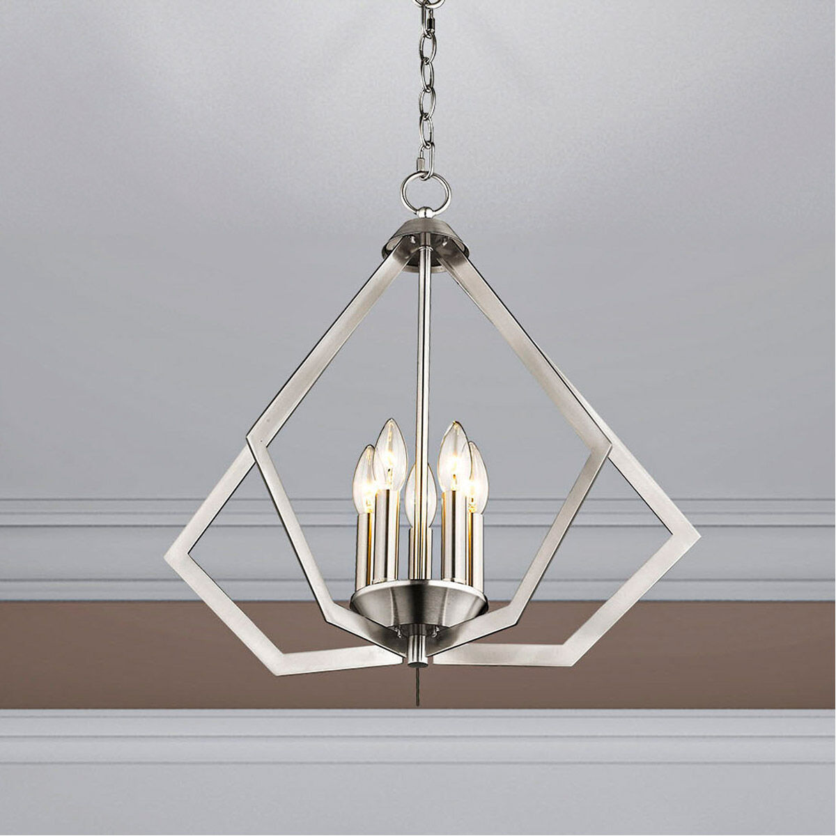 Prism 5 Light 20 inch Brushed Nickel Chandelier Ceiling Light