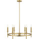 Transitional 6 Light 25 inch Natural Brass Chandelier Ceiling Light