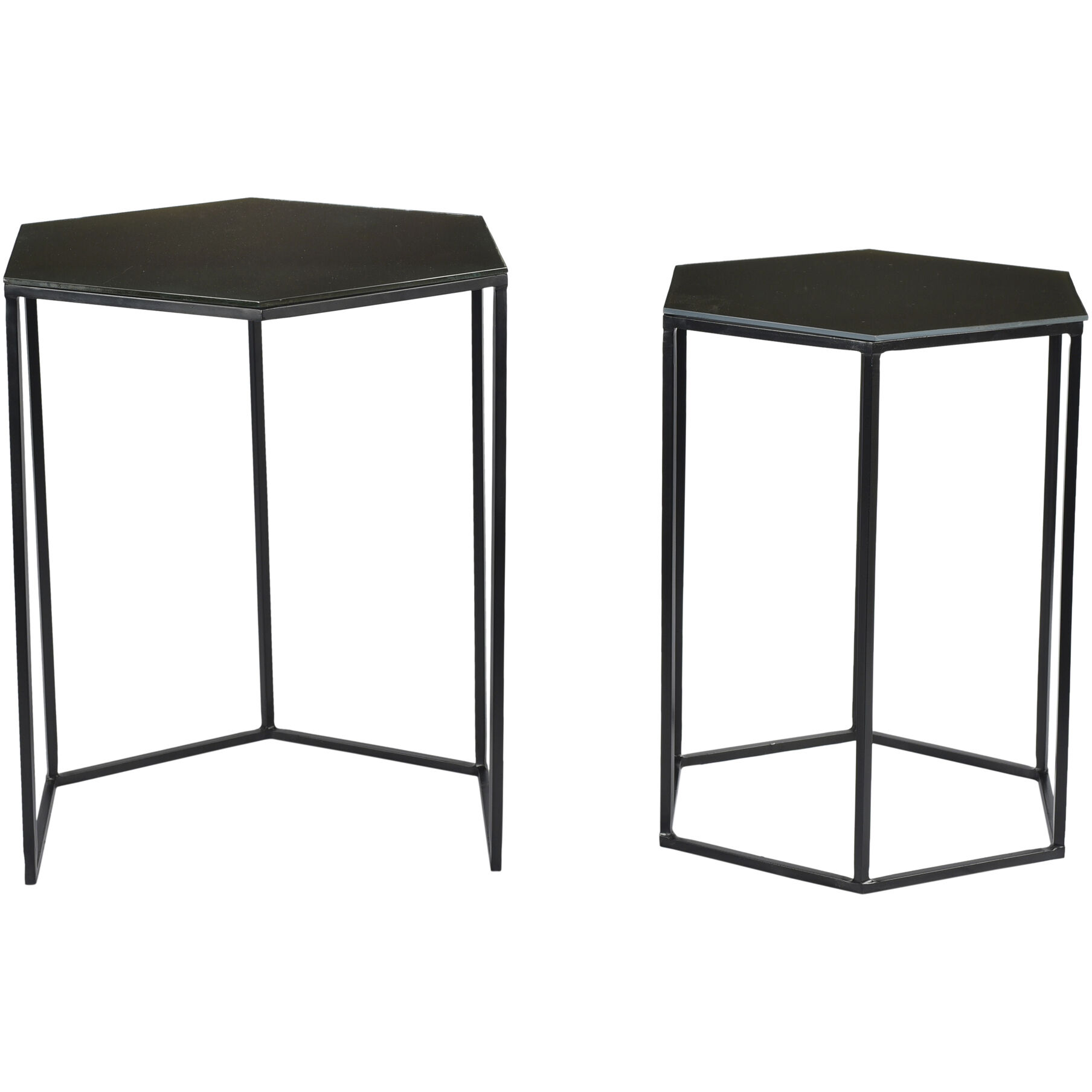 Polygon 21 X 19 inch Black Accent Table, Set of 2