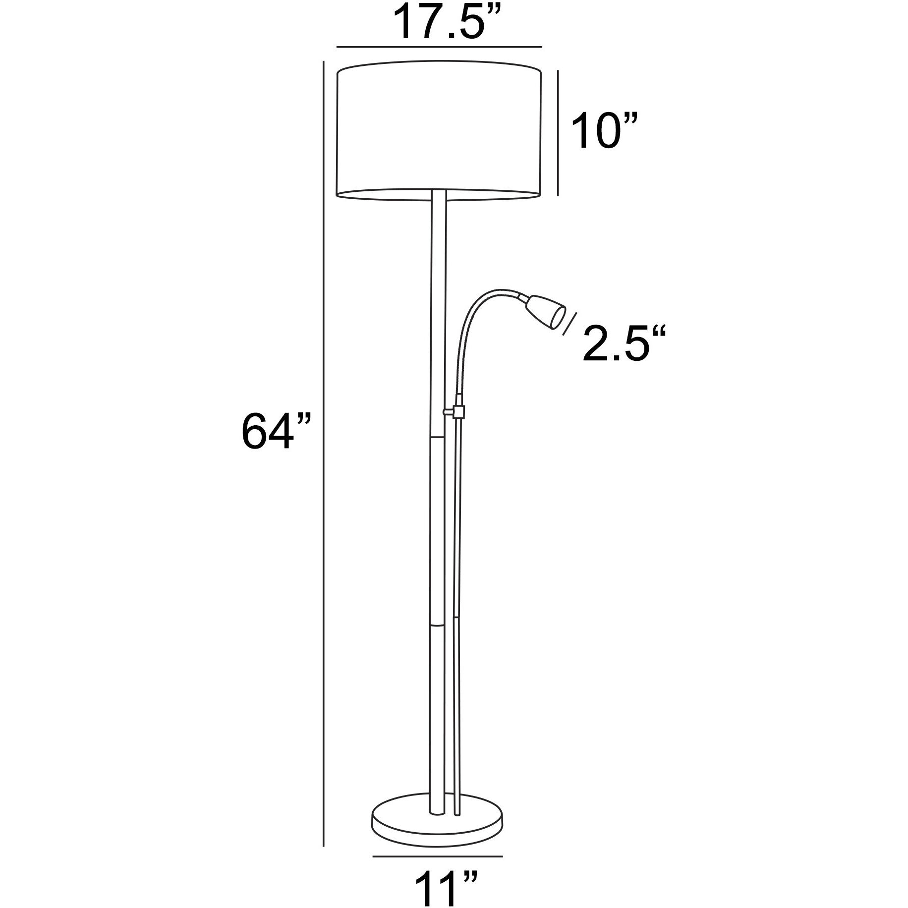 Nanette 64 inch 100.00 watt Black Floor Lamp Portable Light