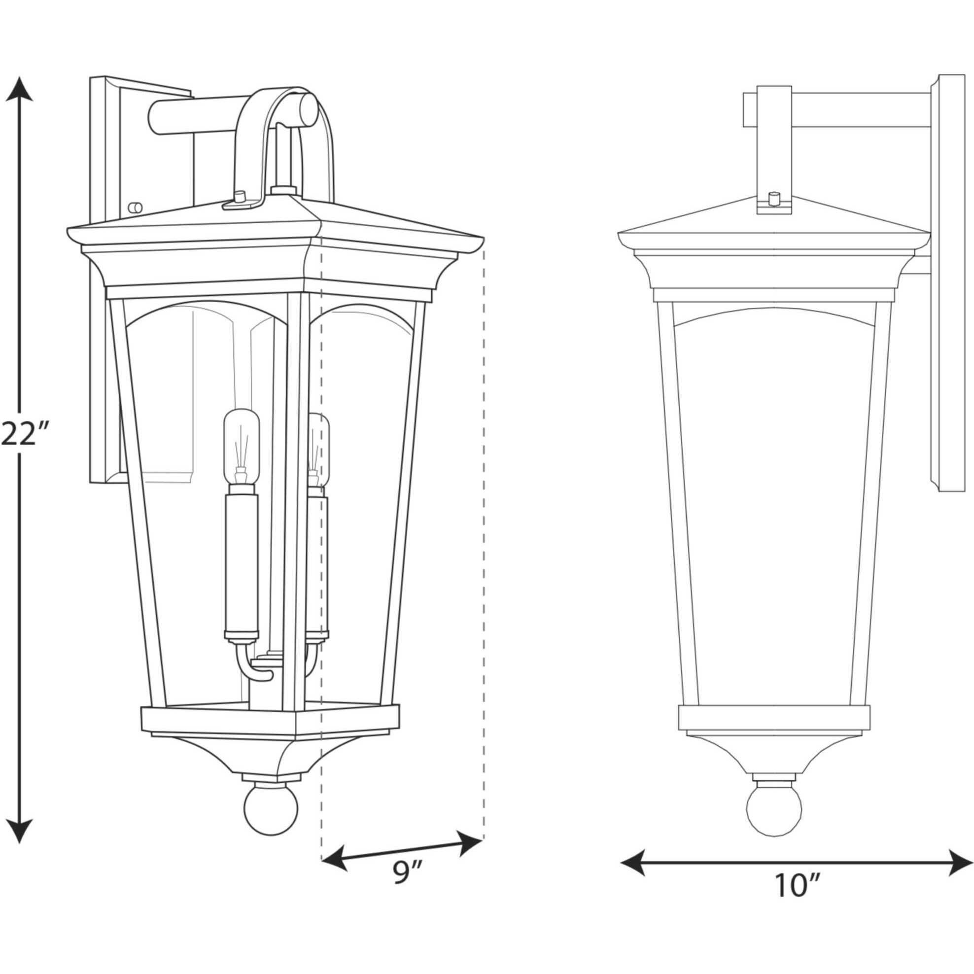 Chatsworth 2 Light 22 inch Textured Black Outdoor Wall Lantern, Medium, Design Series