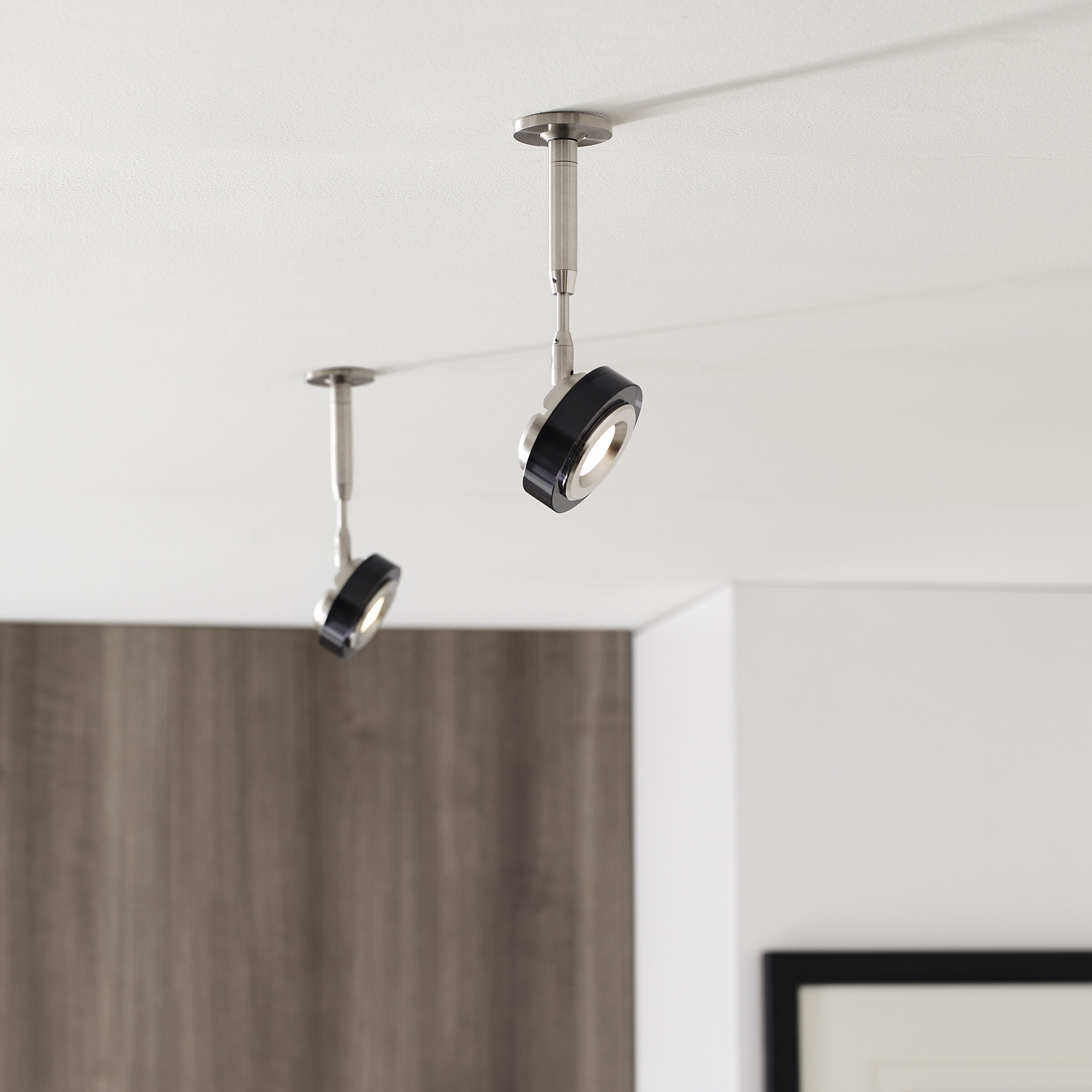 Sean Lavin Brim 1 Light 12 Satin Nickel Low-Voltage Track Head Ceiling Light in FreeJack, Transparent Smoke Glass, LED 90 CRI 3000K, 20 Degree, 5 inch