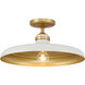 Crowne 1 Light 16 inch Legacy Brass and Off White Cream Semi Flush Ceiling Light