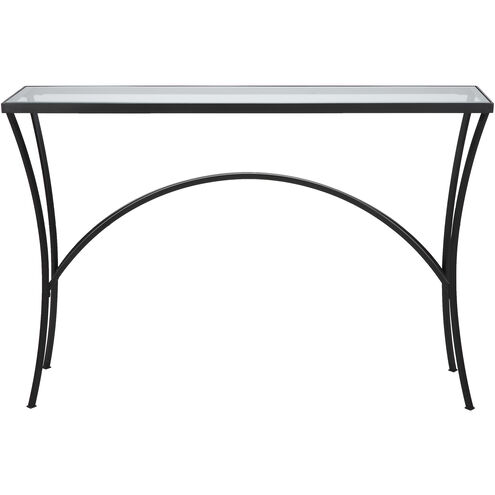 Alayna 48 inch Satin Black and Clear Glass Console Table