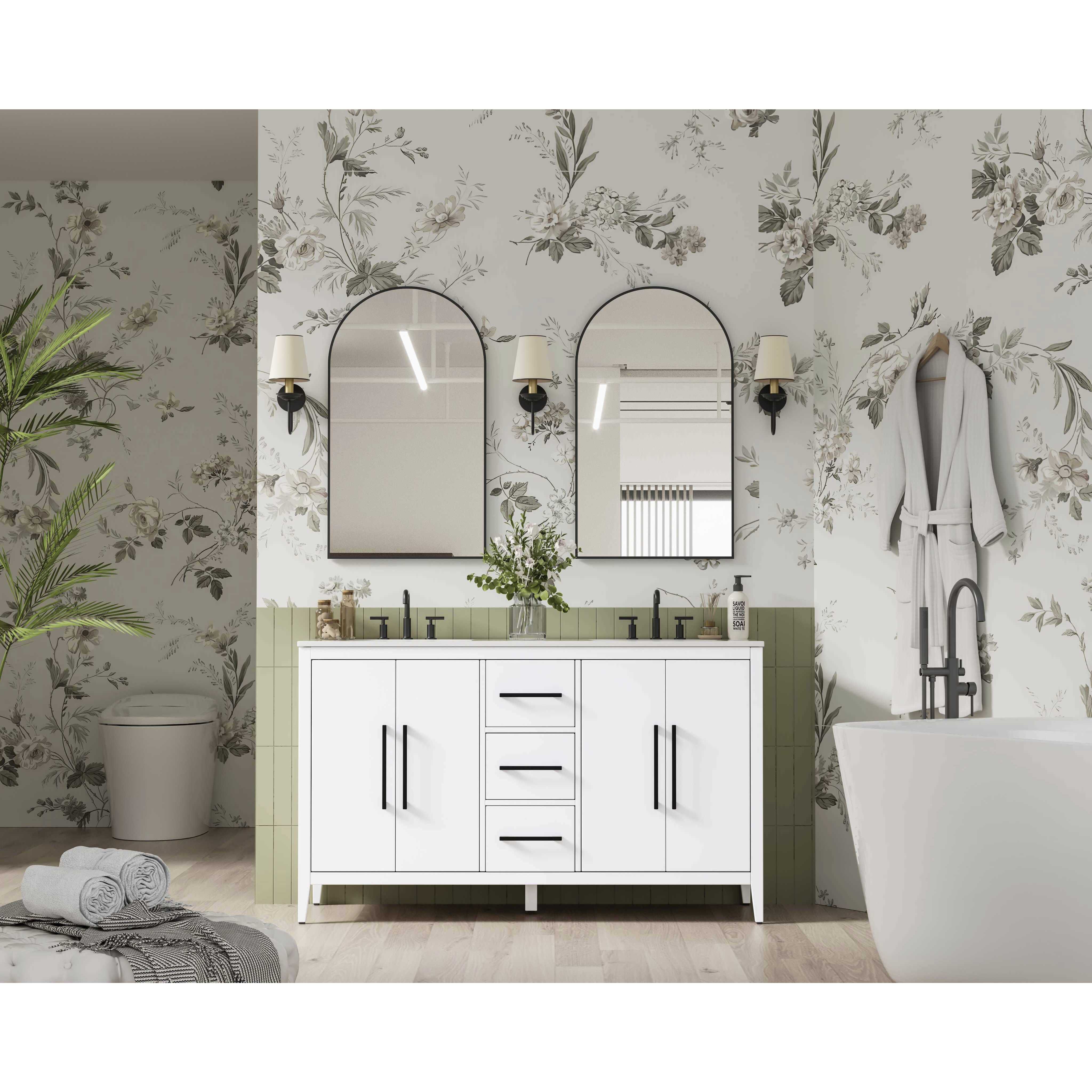 Millie 60 X 35 inch White Bathroom Vanity Cabinet