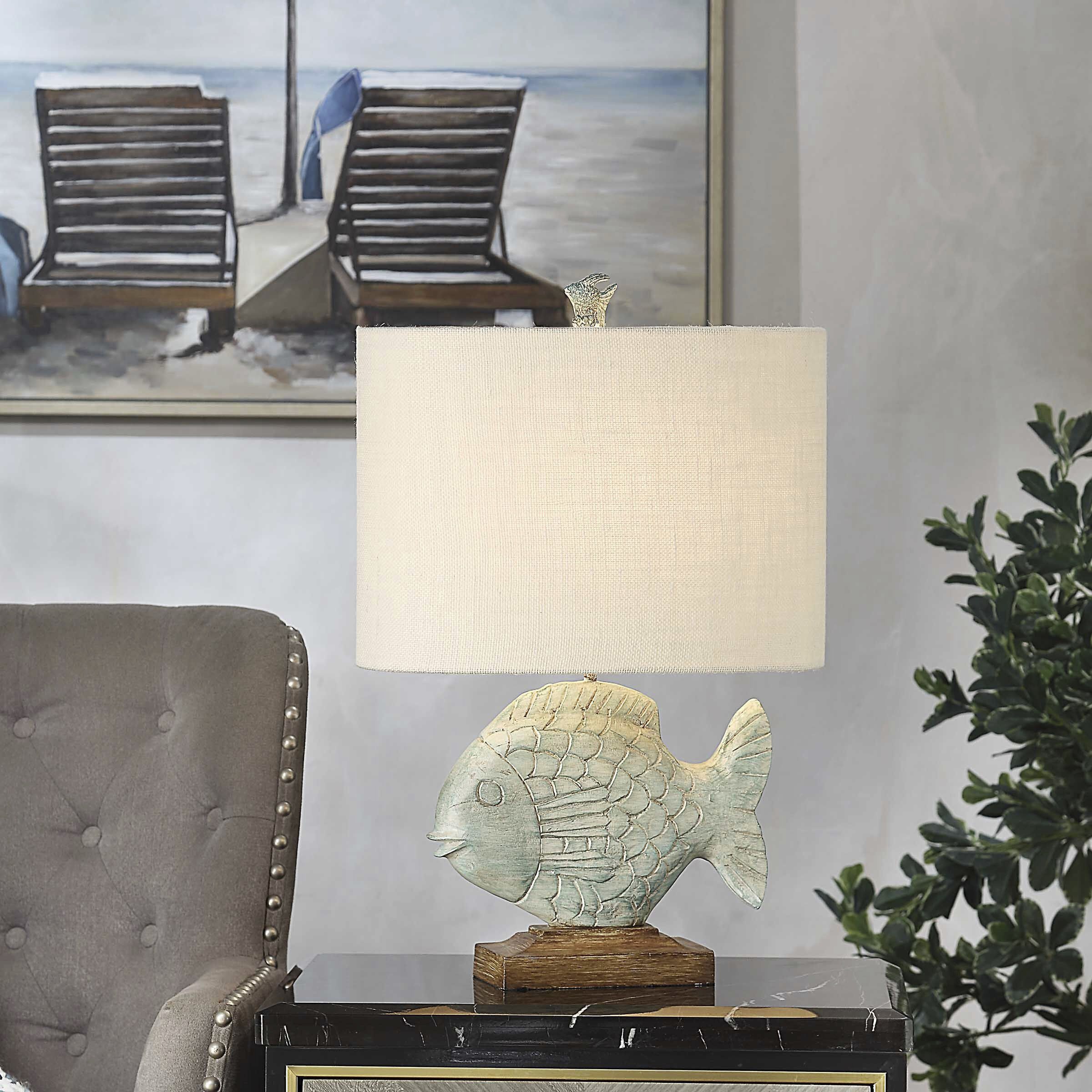 Signature 27 inch 100 watt Ocean Blue Table Lamp Portable Light