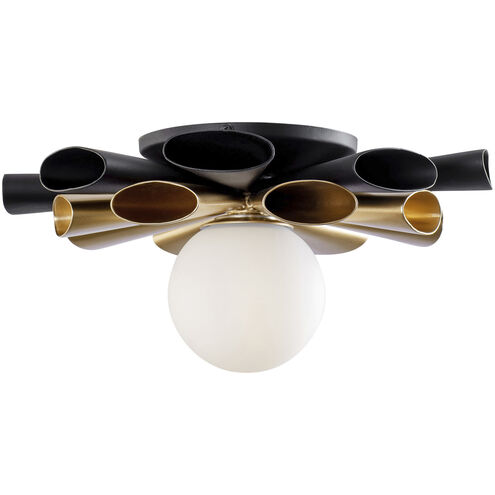 Daphne 1 Light 12 inch Matte Black and French Gold Convertible Flush Mount Ceiling Light, Smithsonian Collaboration