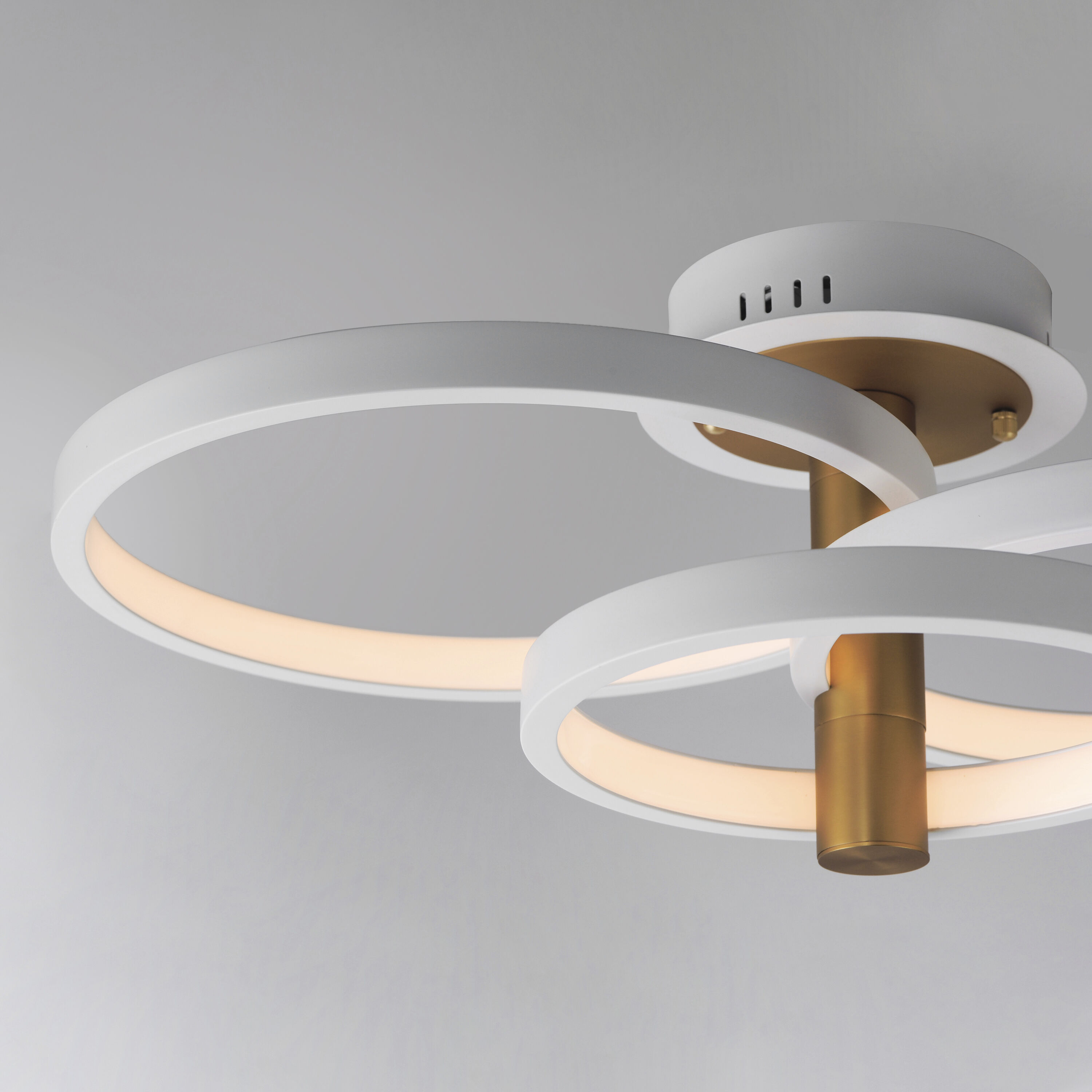 Hoopla LED 26 inch White and Gold Semi-Flush Mount Ceiling Light in White/Gold