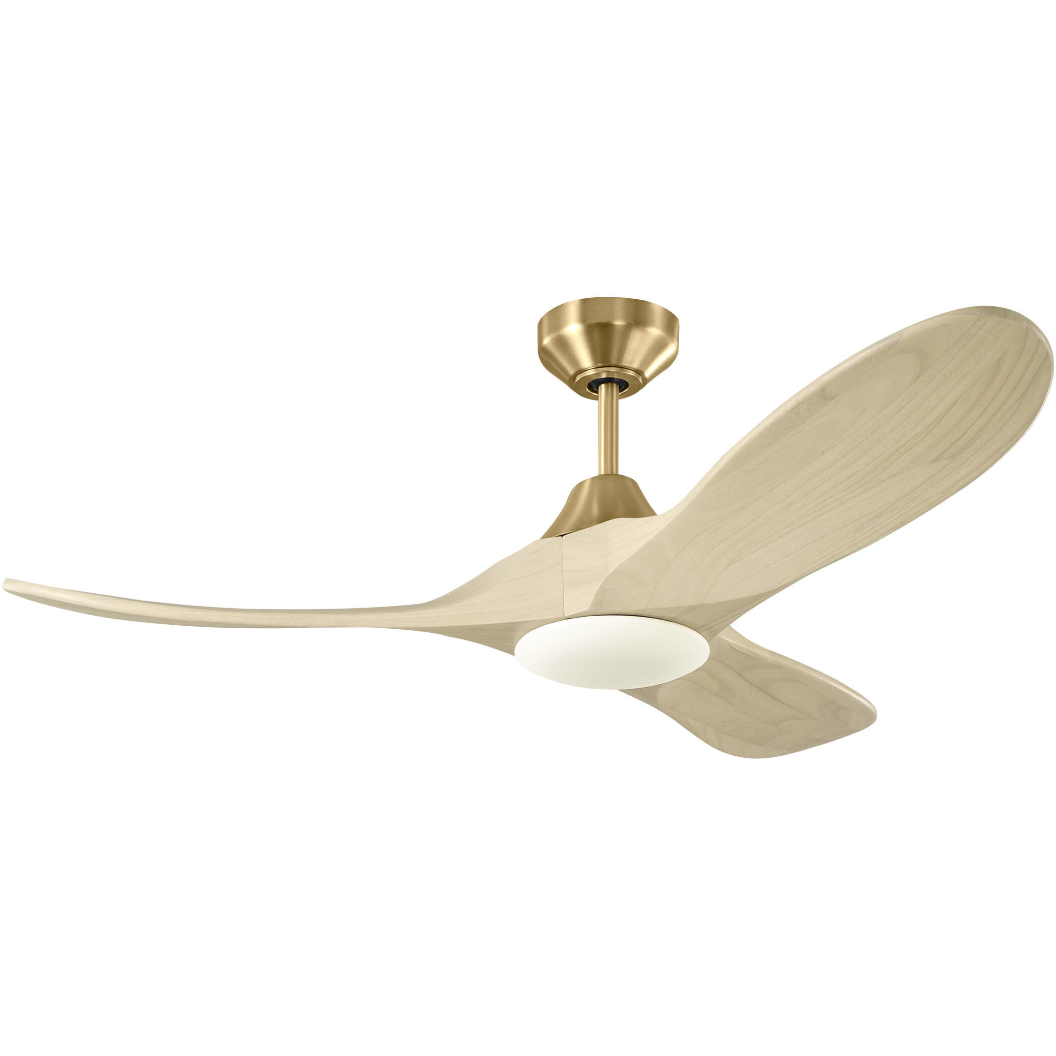 Maverick 44 inch Burnished Brass with Washed White Oak Blades Indoor/Outdoor Smart Ceiling Fan in Included