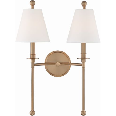 Riverdale 2 Light 15 inch Aged Brass Sconce Wall Light