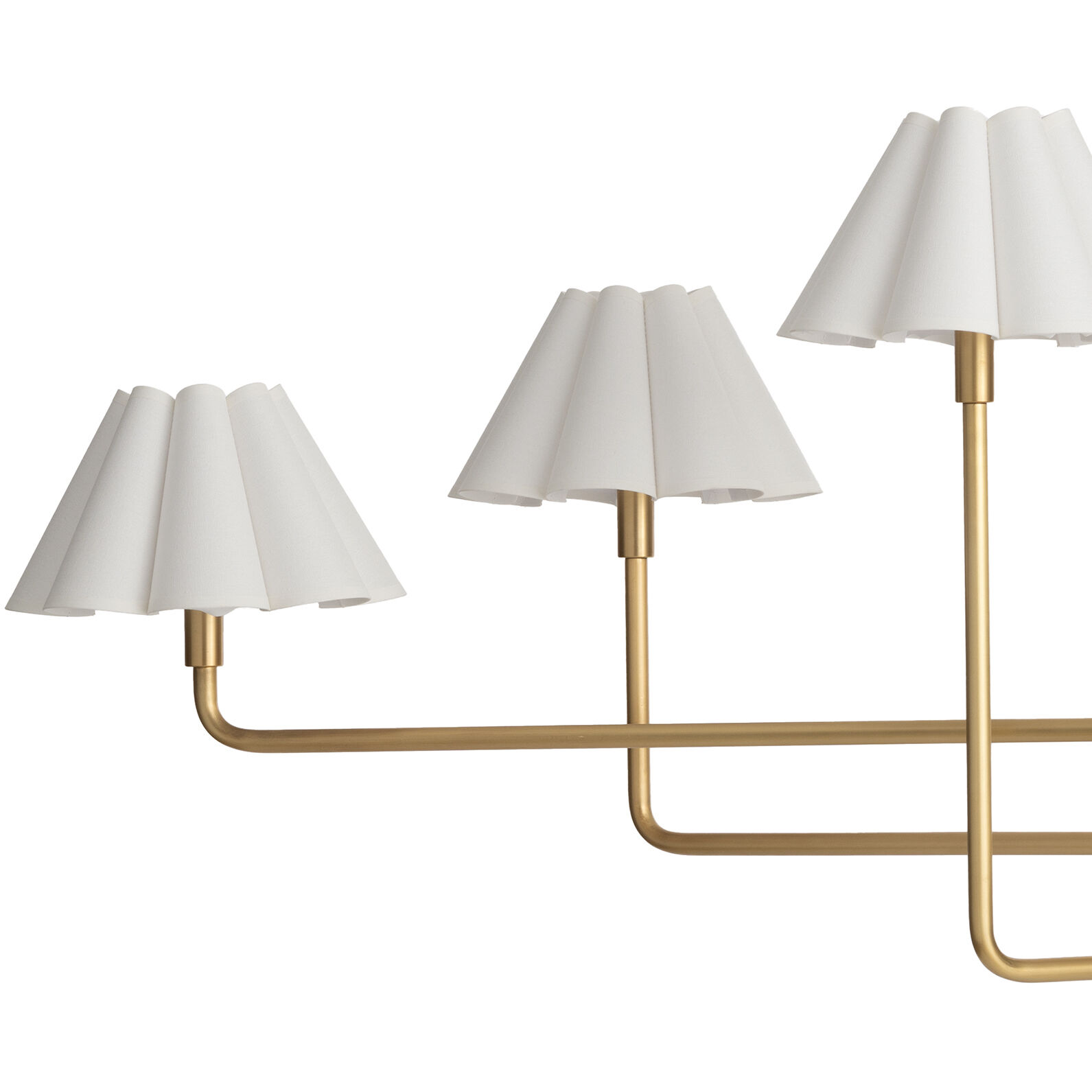 Polly 6 Light 66 inch Natural Brass Chandelier Ceiling Light in White Scalloped Shade